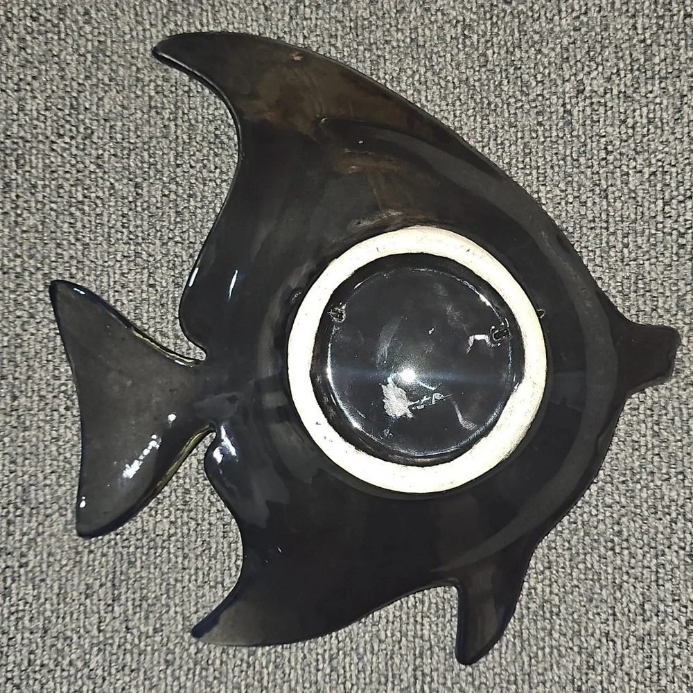 Handcrafted Ceramic Fish Table Decor - Yellow and Blue And Black